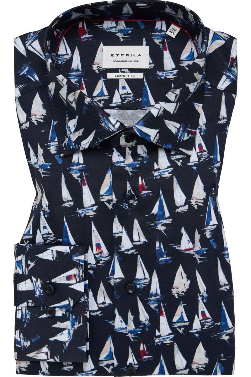 ETERNA Comfort Fit Hemd marine, Bedruckt