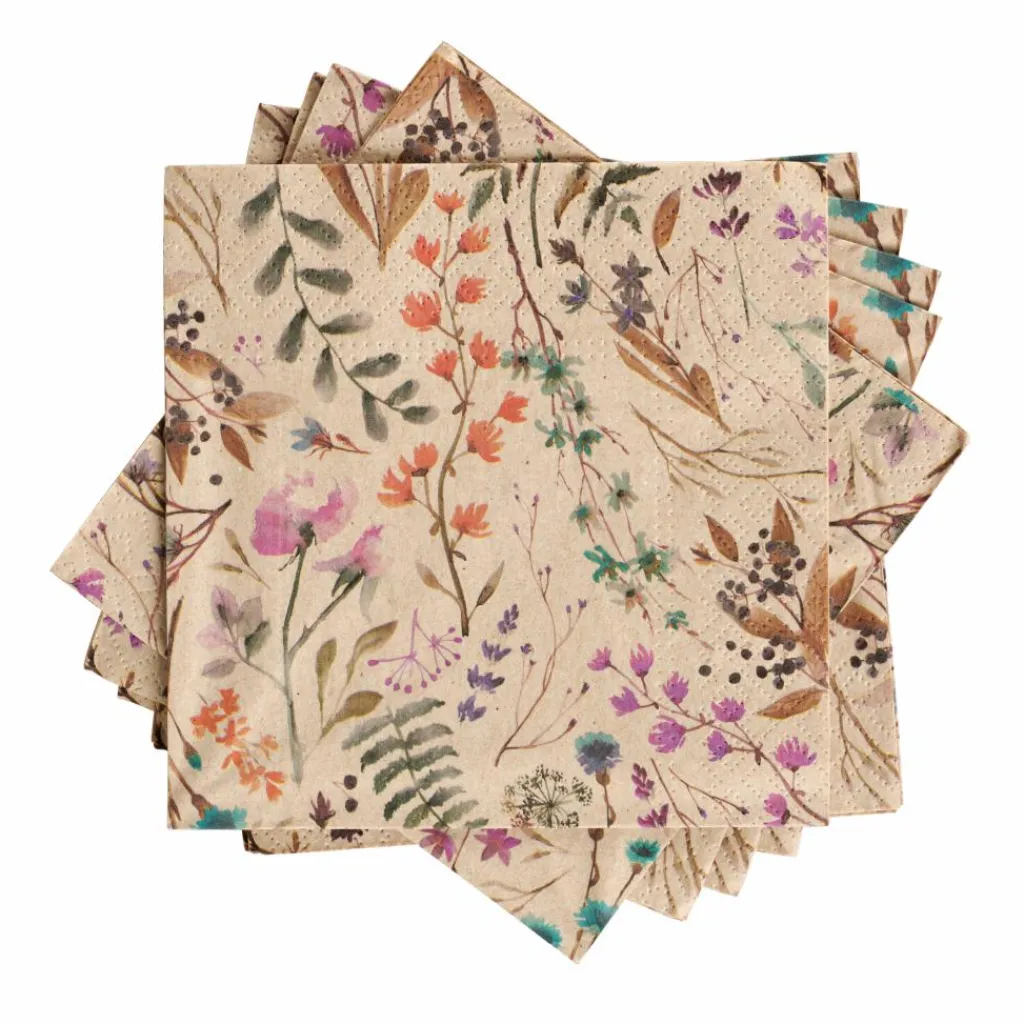 Serviettes^CASA ECO DRIED FLOWER Set De 20 Serviettes Multicolore