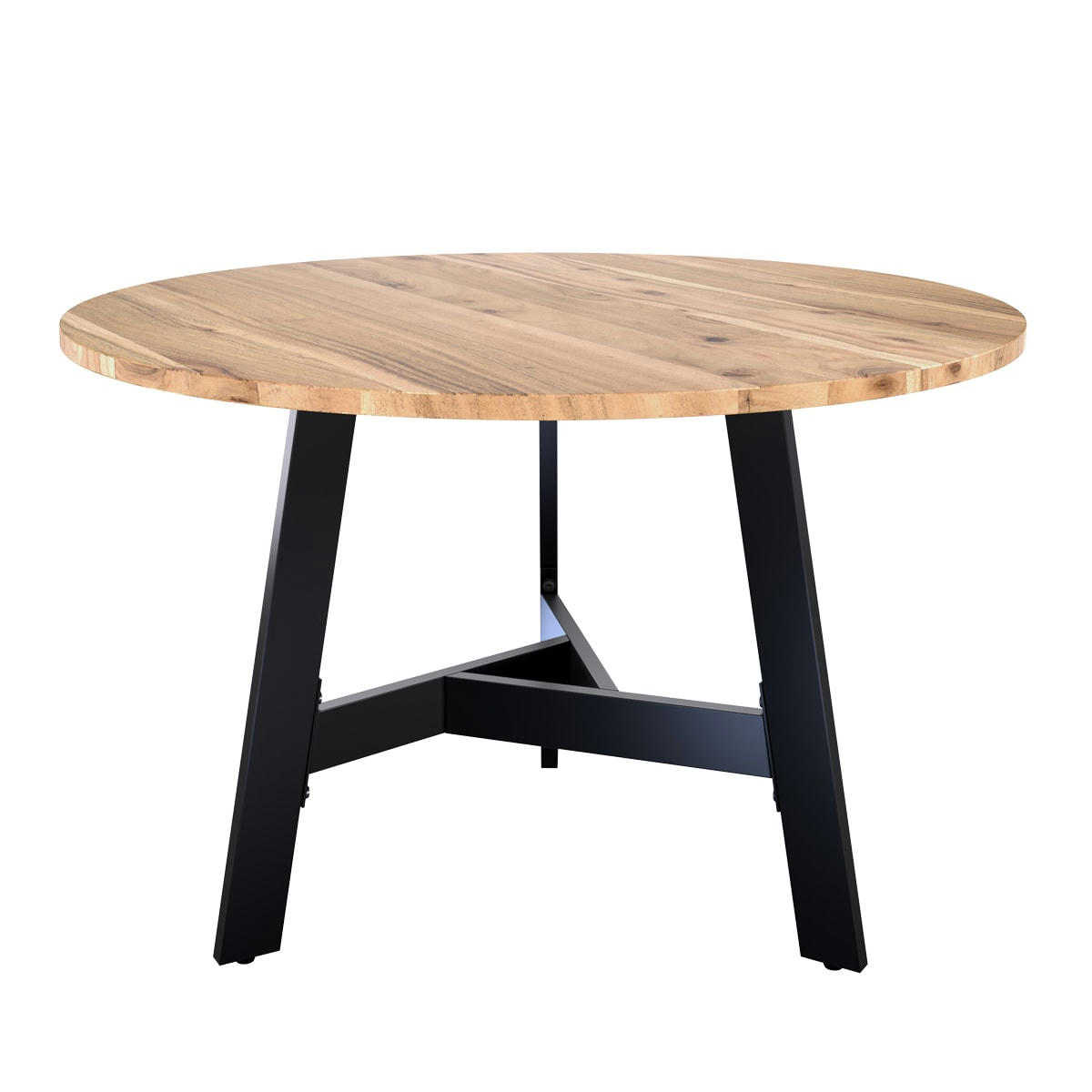 ELLIE - Table ronde 4 places en bois d'acacia et métal D115 cm