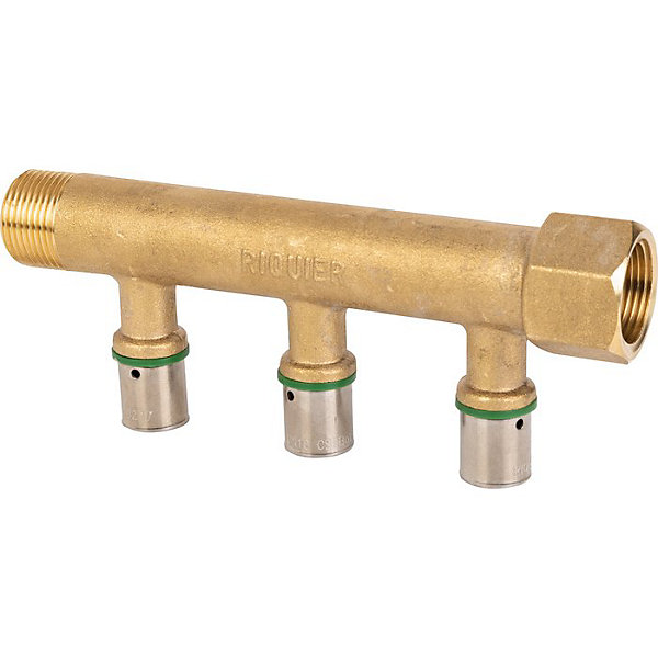 Collecteur 3 sorties - MF 3/4' - Avec départ à sertir Diamètre 16 mm - Riquier