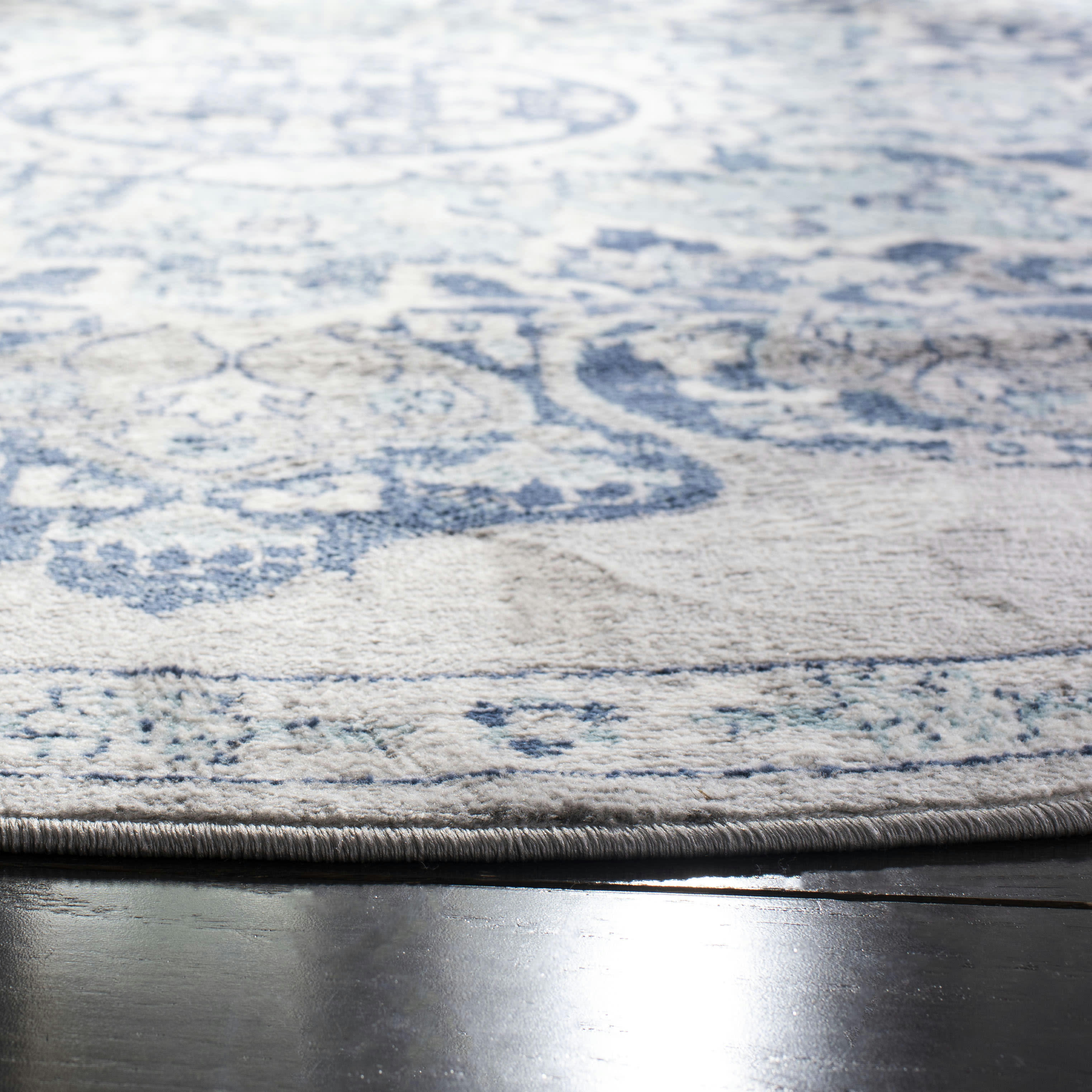 BRENTWOOD - Tapis de salon interieur en bleu marine & gris, 201 x 201 cm