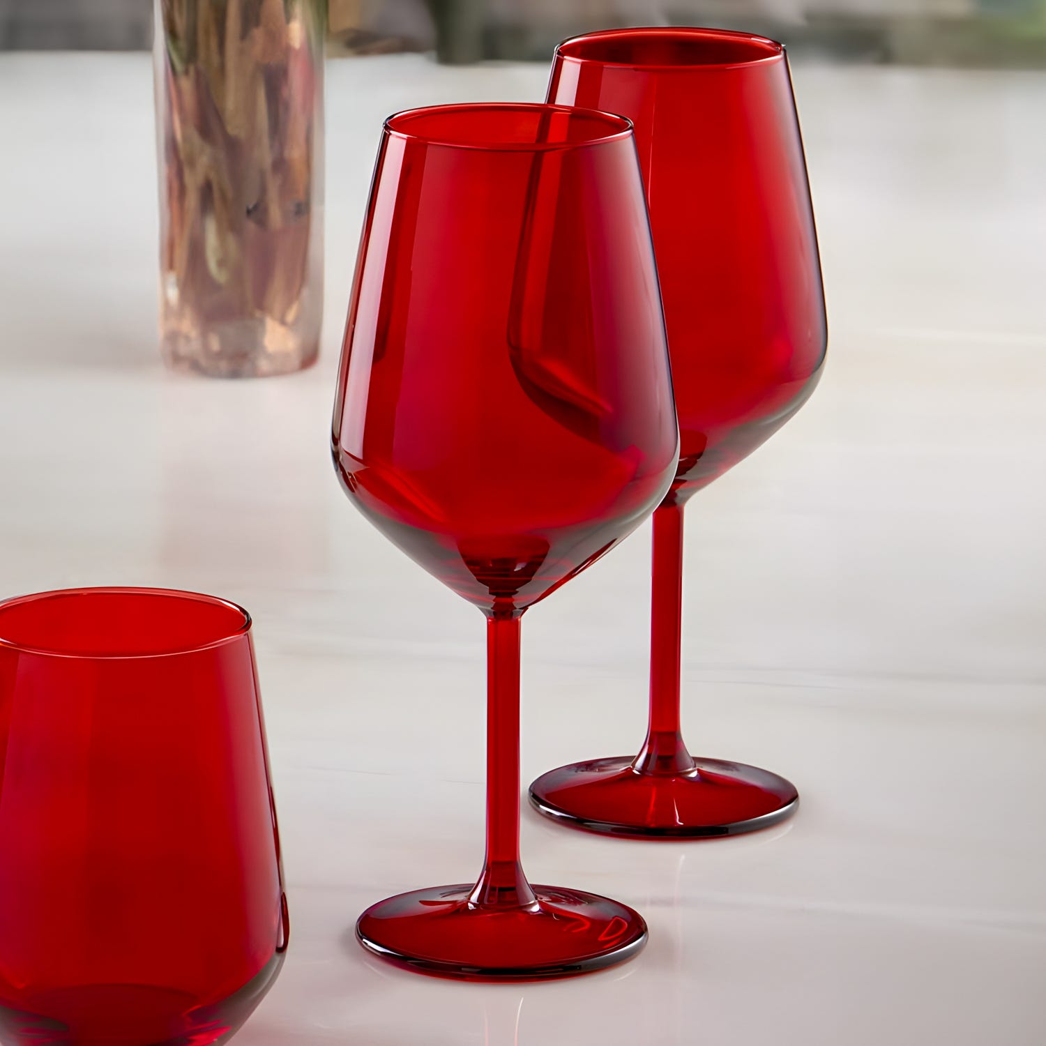 Set 2 calici vino in vetro rossi Allegra