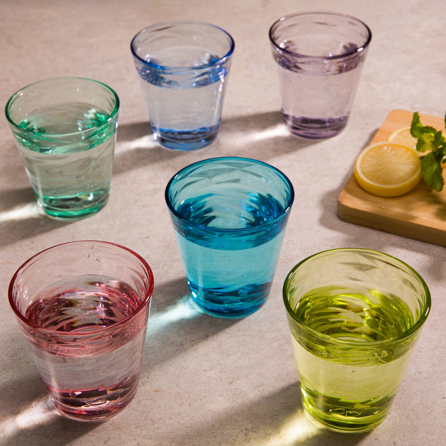 Set 6 bicchieri acqua colorati Pasabahce Origami