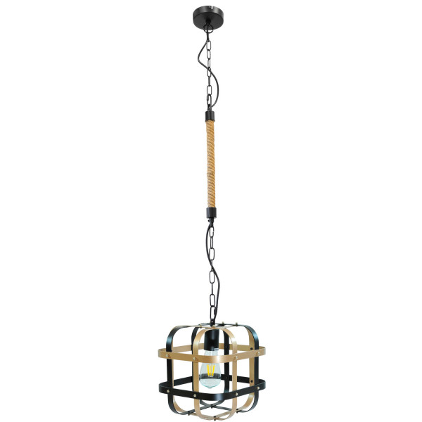 Lampa wisząca czarno-brązowa jasna KLATKA 1xE27x10W wym: 115x25x25 cm Polux