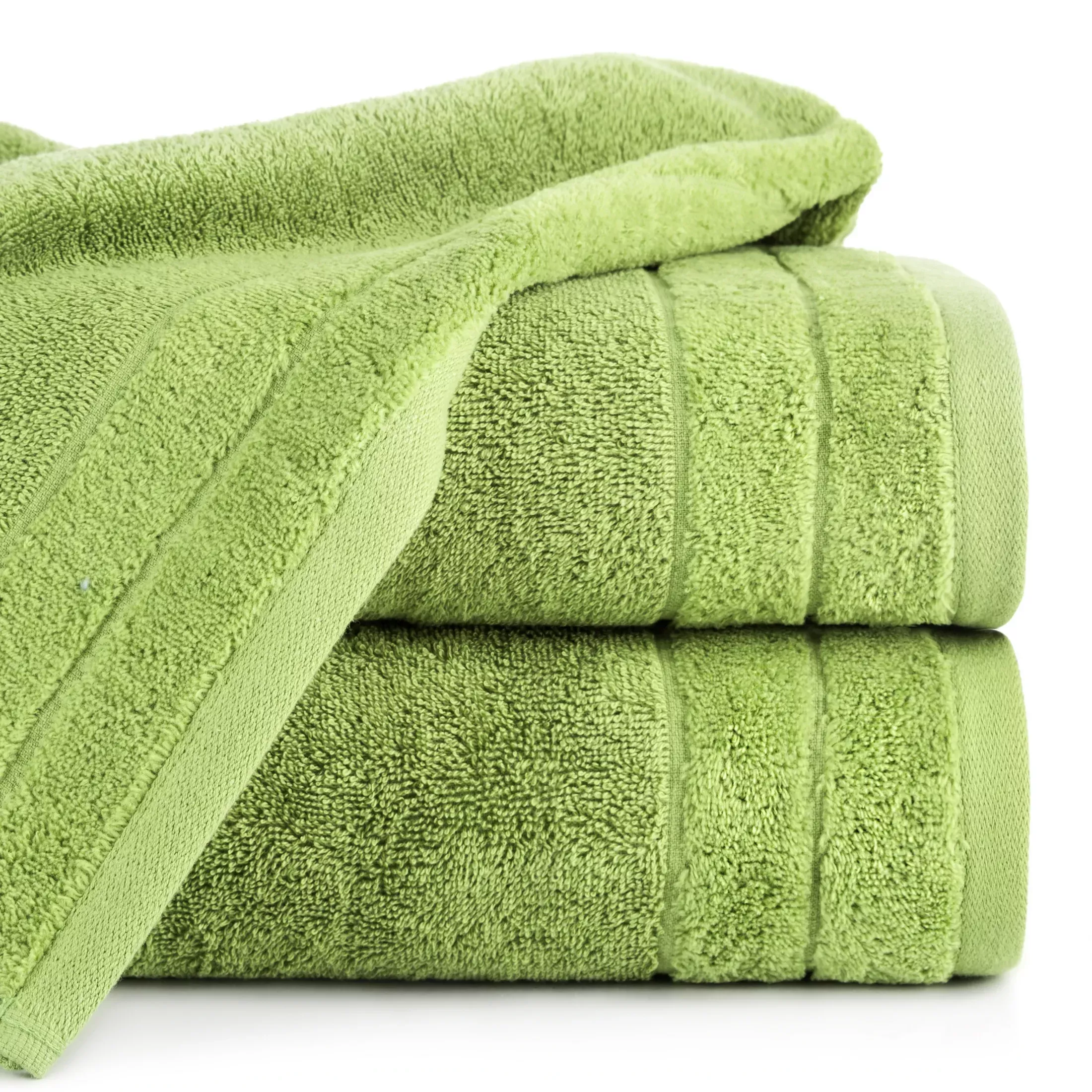 Ręcznik kąpielowy 50x90 cm bawełniany kolor oliwkowy z welwetową bordiurą 500 g/m2 DAMLA