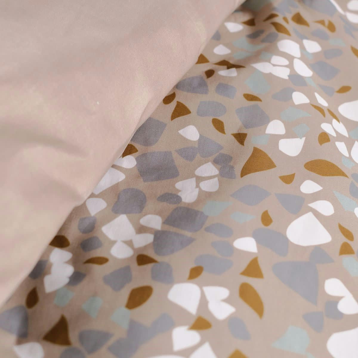 SUNSHINE AMBRE - Parure de lit imprimé en coton beige 240x260