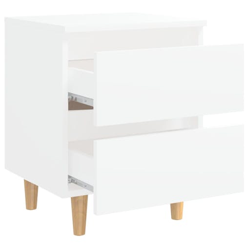 NNEVL Bed Cabinets with Solid Pinewood Legs 2 pcs White 40x35x50 cm