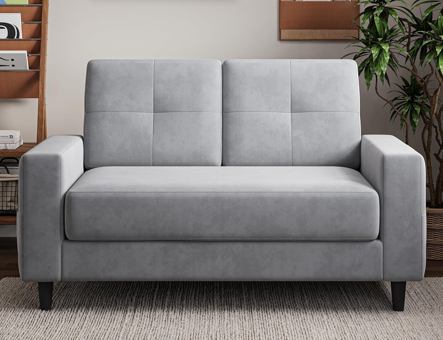 Txtin's Loveseat Sofa 53 Small Couches for Small Spaces 2 Seater Mini Couch for Bedroom Comfy Modern Love Seat for Apartment Office Living Room - Light Grey