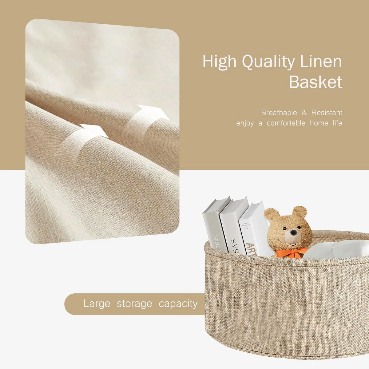 Nightstand with Linen Basket - Contemporary Bedside Table