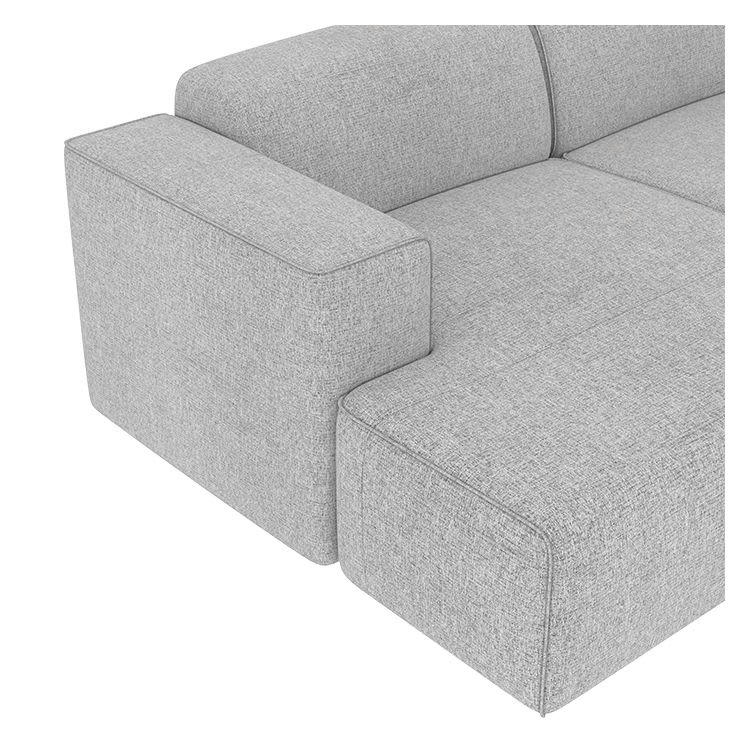 ASKA - Canapé d'angle gauche 3 places en tissu gris clair chiné