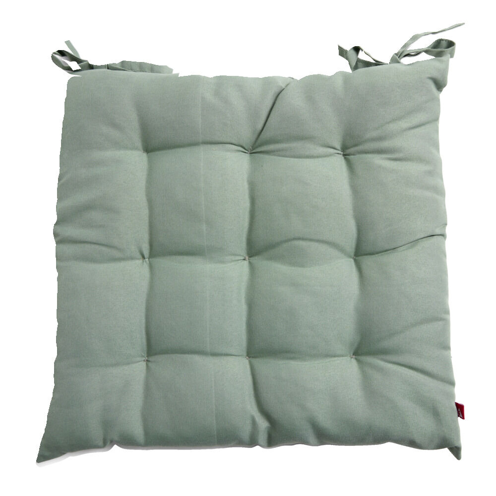 Coussin de chaise carré à nouettes polyester vert 38x38cm