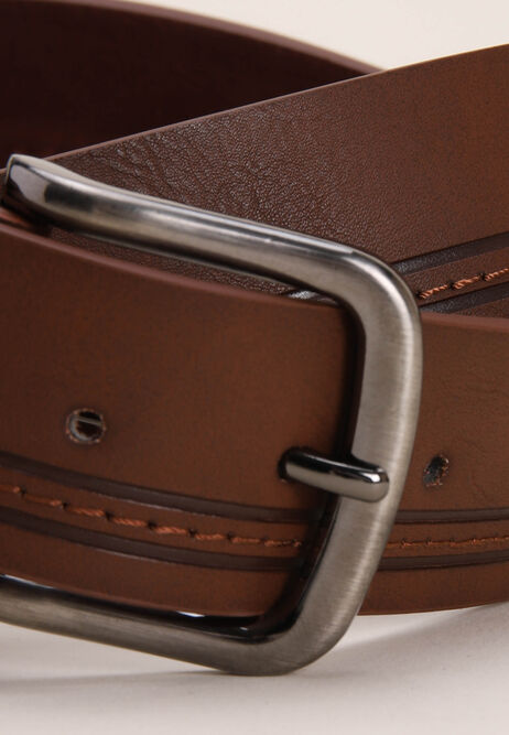 Mens Brown Stitch Leather Lined Belt