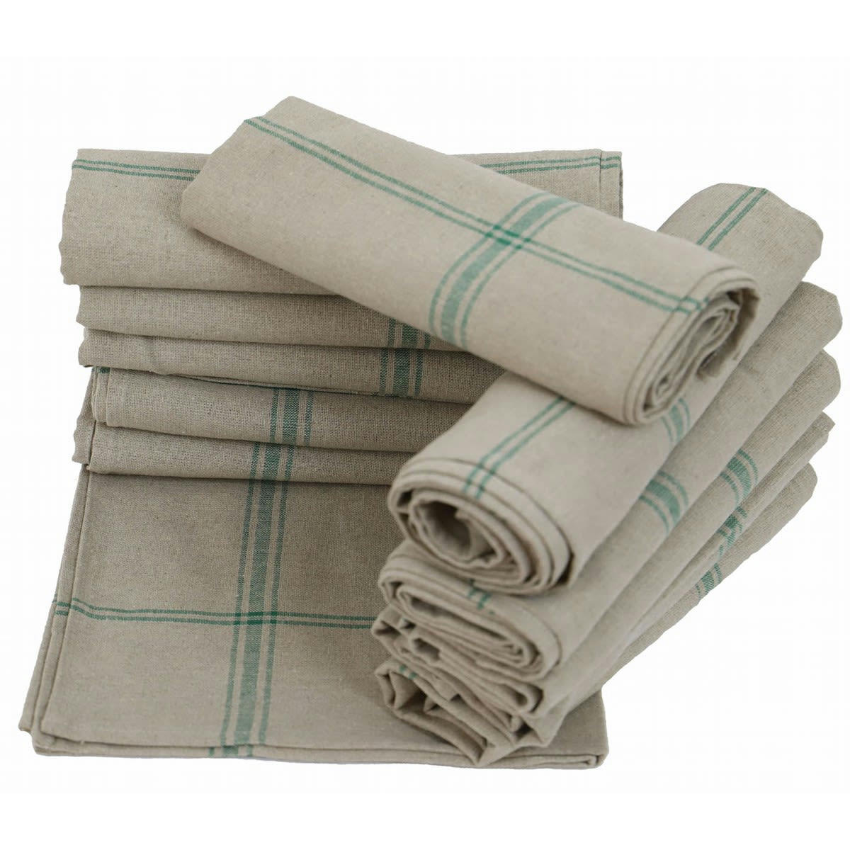 TORCHON NORMANDIE PAR 12 - Lot de 12 torchons de cuisine en lin vert