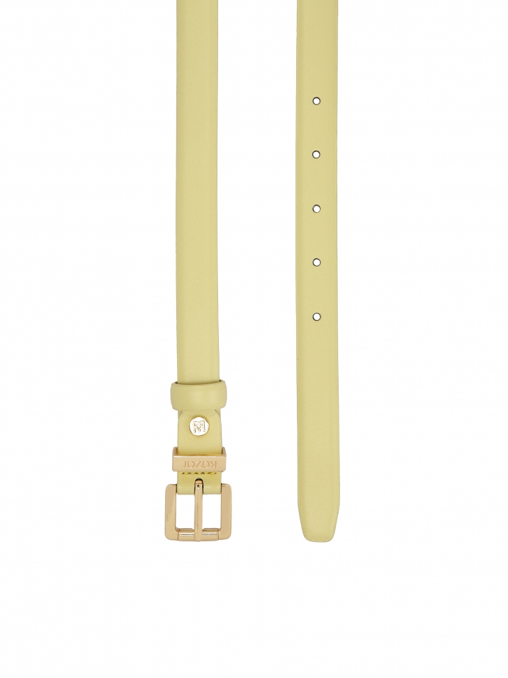 Light yellow narrow leather belt