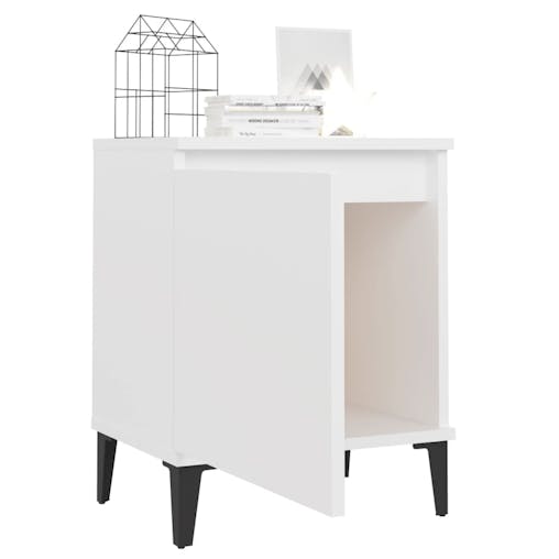 NNEVL Bed Cabinets with Metal Legs 2 pcs White 40x30x50 cm