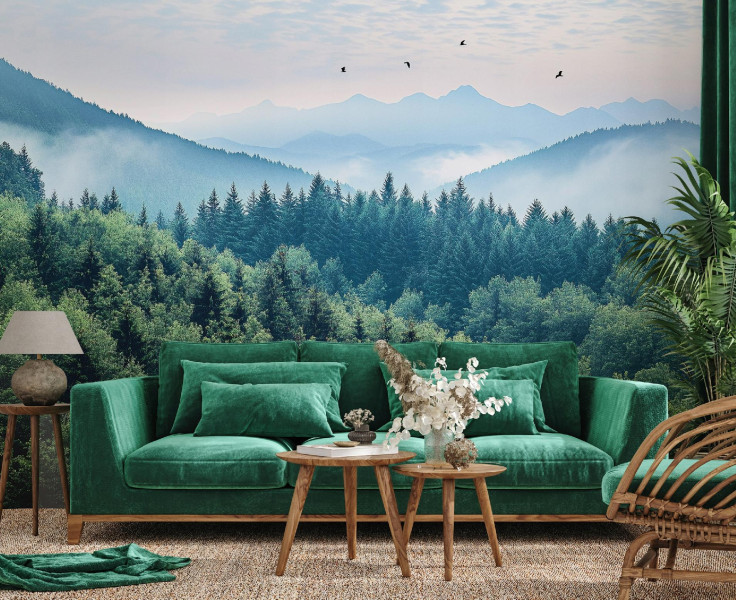 Fototapeta 3D Góry Las Mgła Natura Sypialnia Salon Tapeta Flizelina 250X175