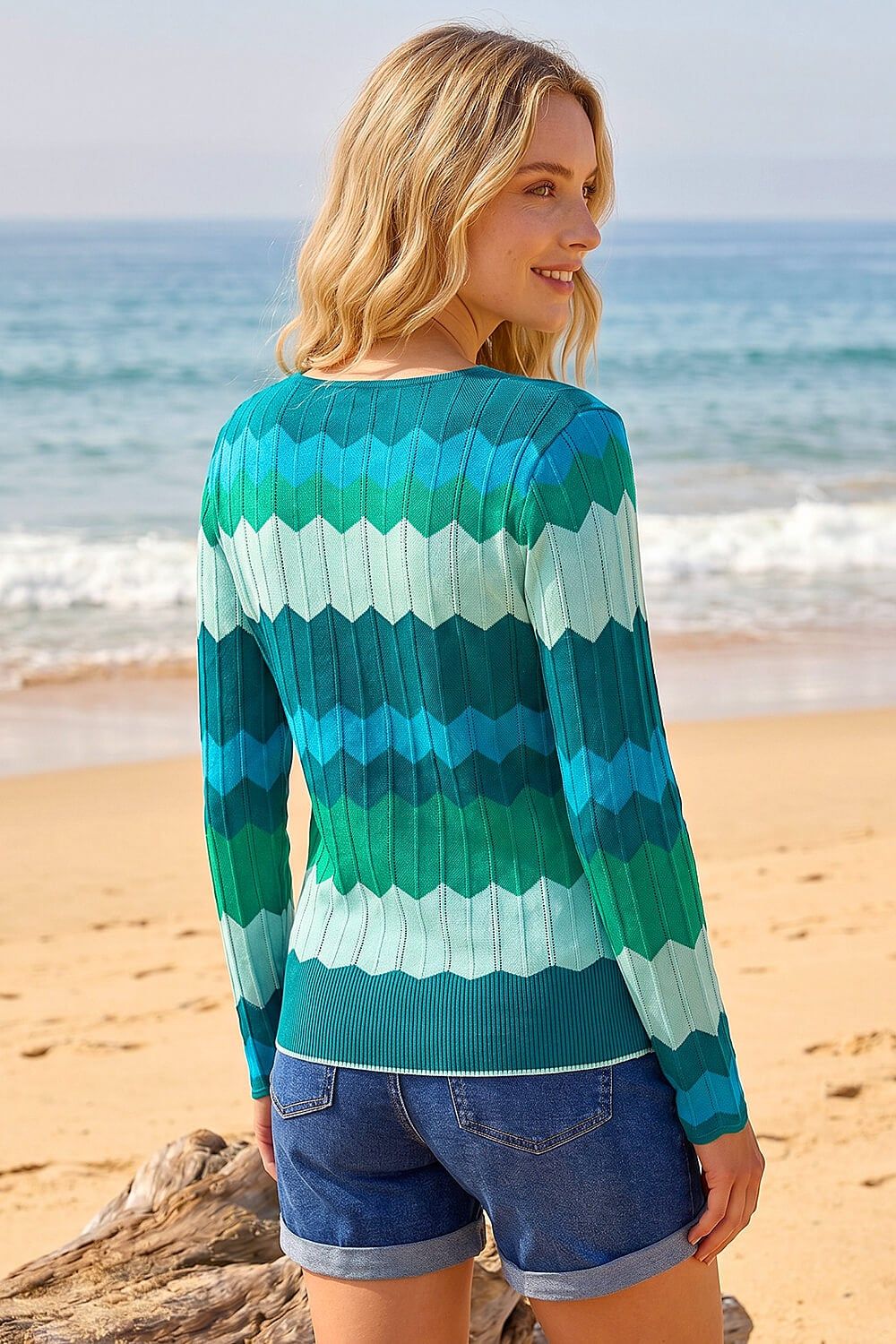 Roman Wave V-Neck Knit Jumper