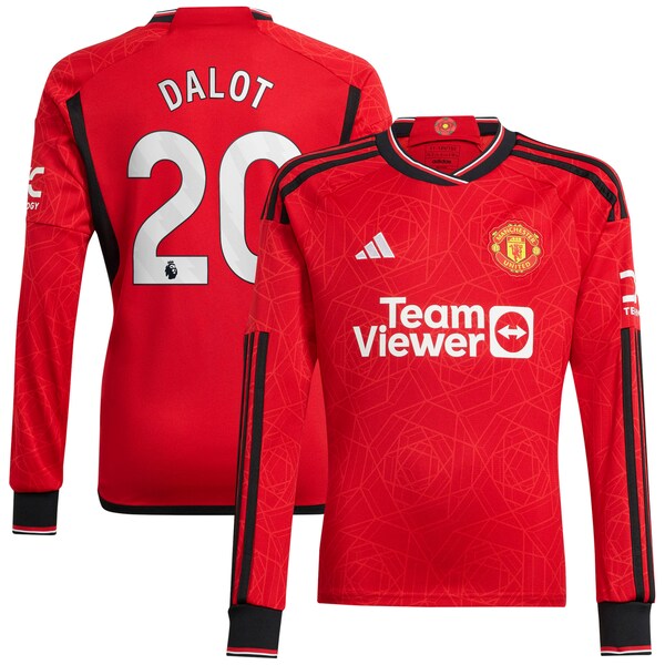 Diogo Dalot Manchester United adidas 2023/24 Home Replica Long Sleeve Player Jersey - Red