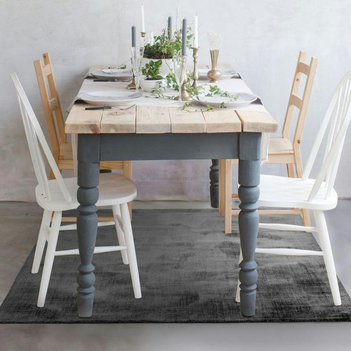 SANTAL - Tapis aspect velours gris 120x170