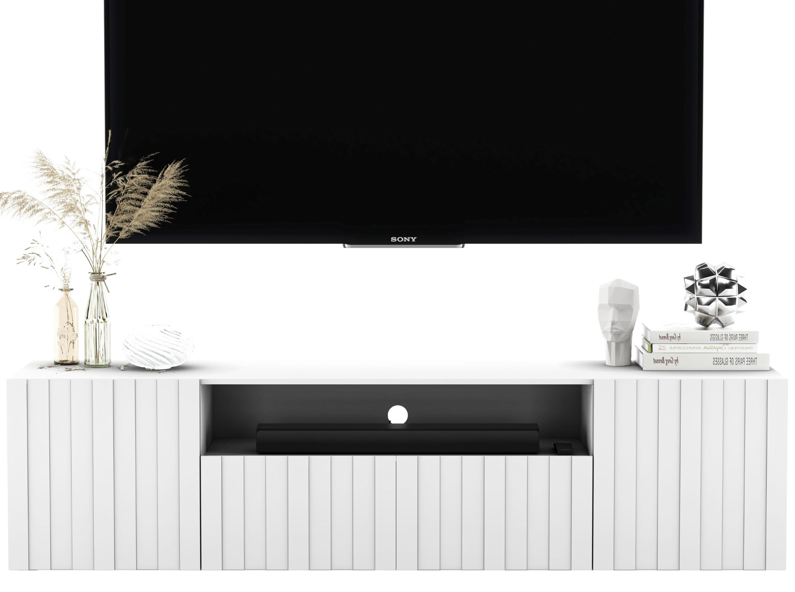 Wisząca szafka RTV Glamour Komoda Glamour Biały MAT 150 cm