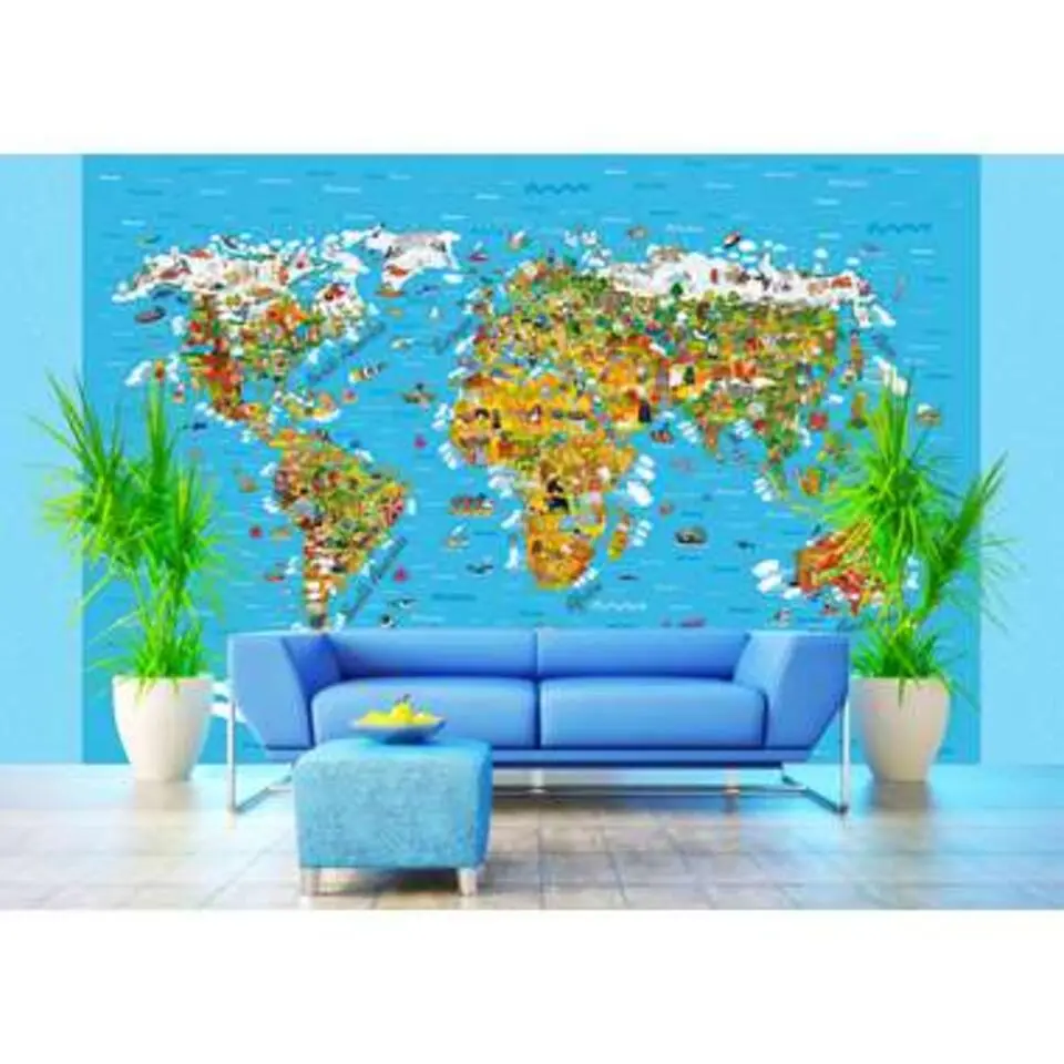 Sanders & Sanders fotobehang - wereldkaart voor kinderen