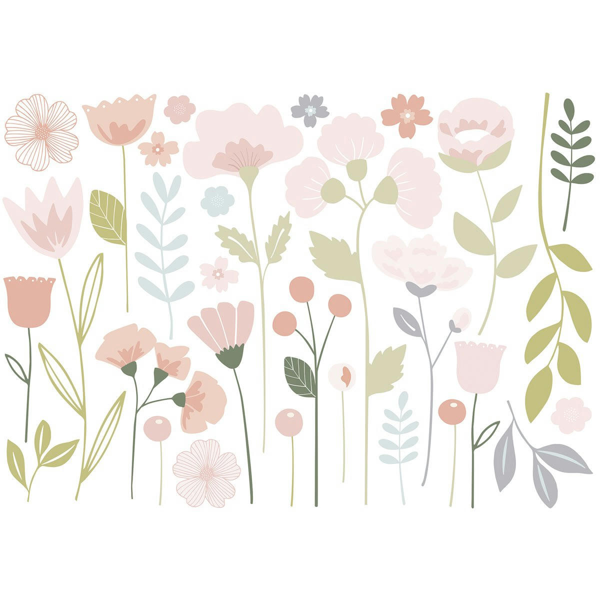 - Grand sticker fleurs tiges  (90 x 63 cm)