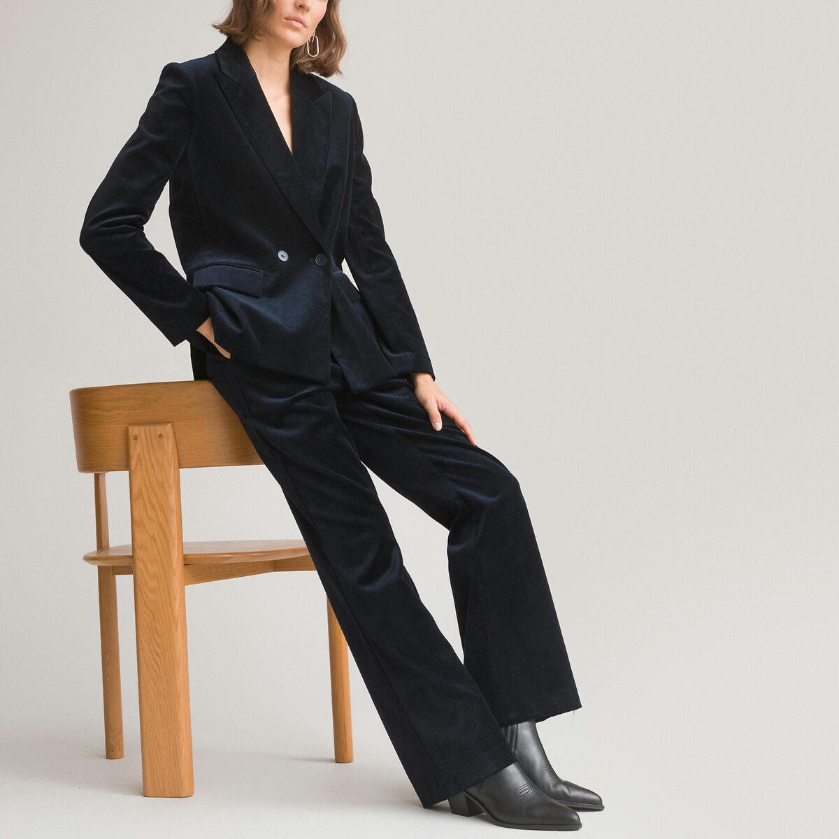 Pantalon flare, en velours ras