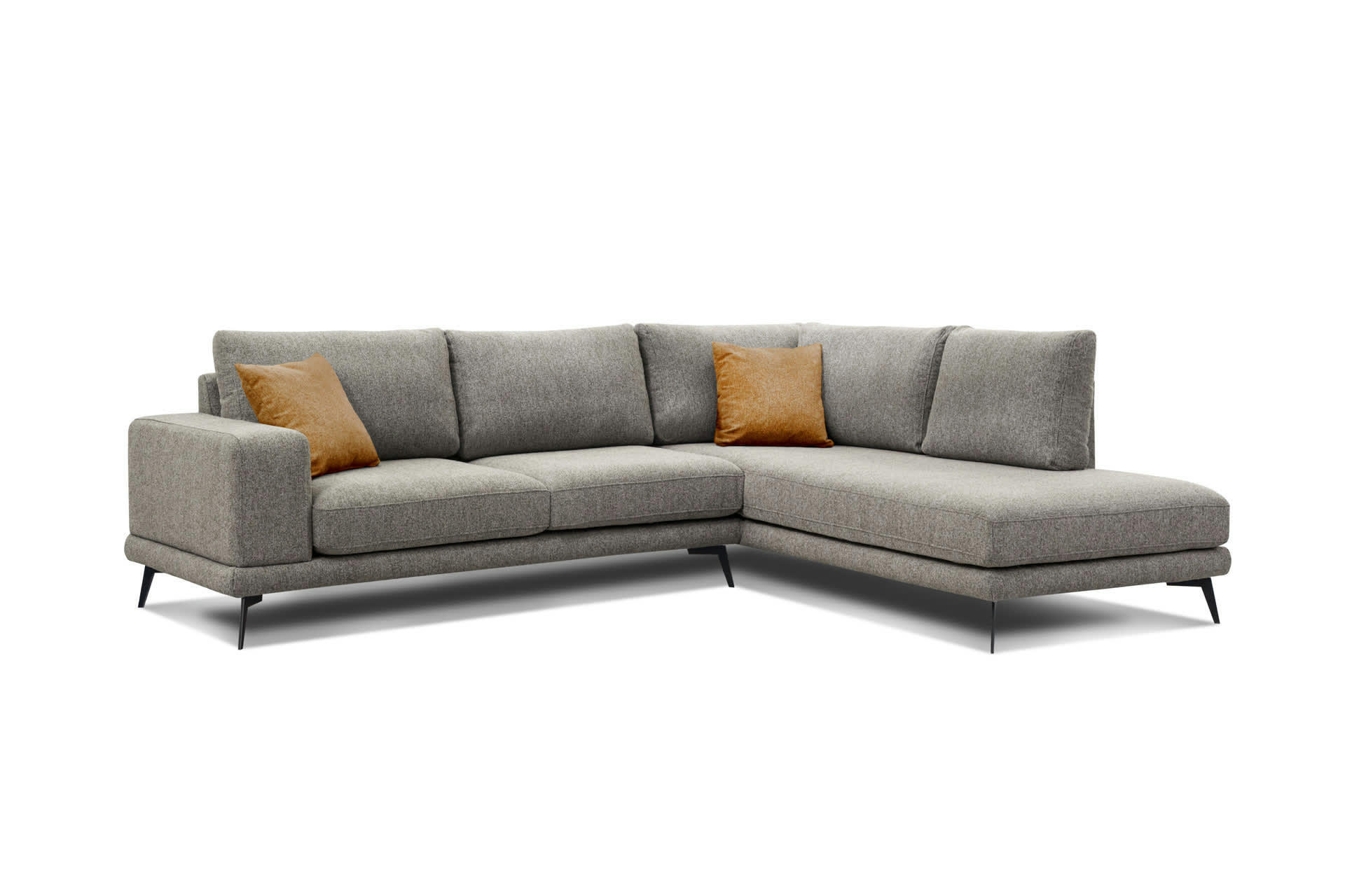 MEDIOLANE - Canapé d'angle droit 5 places tissu taupe