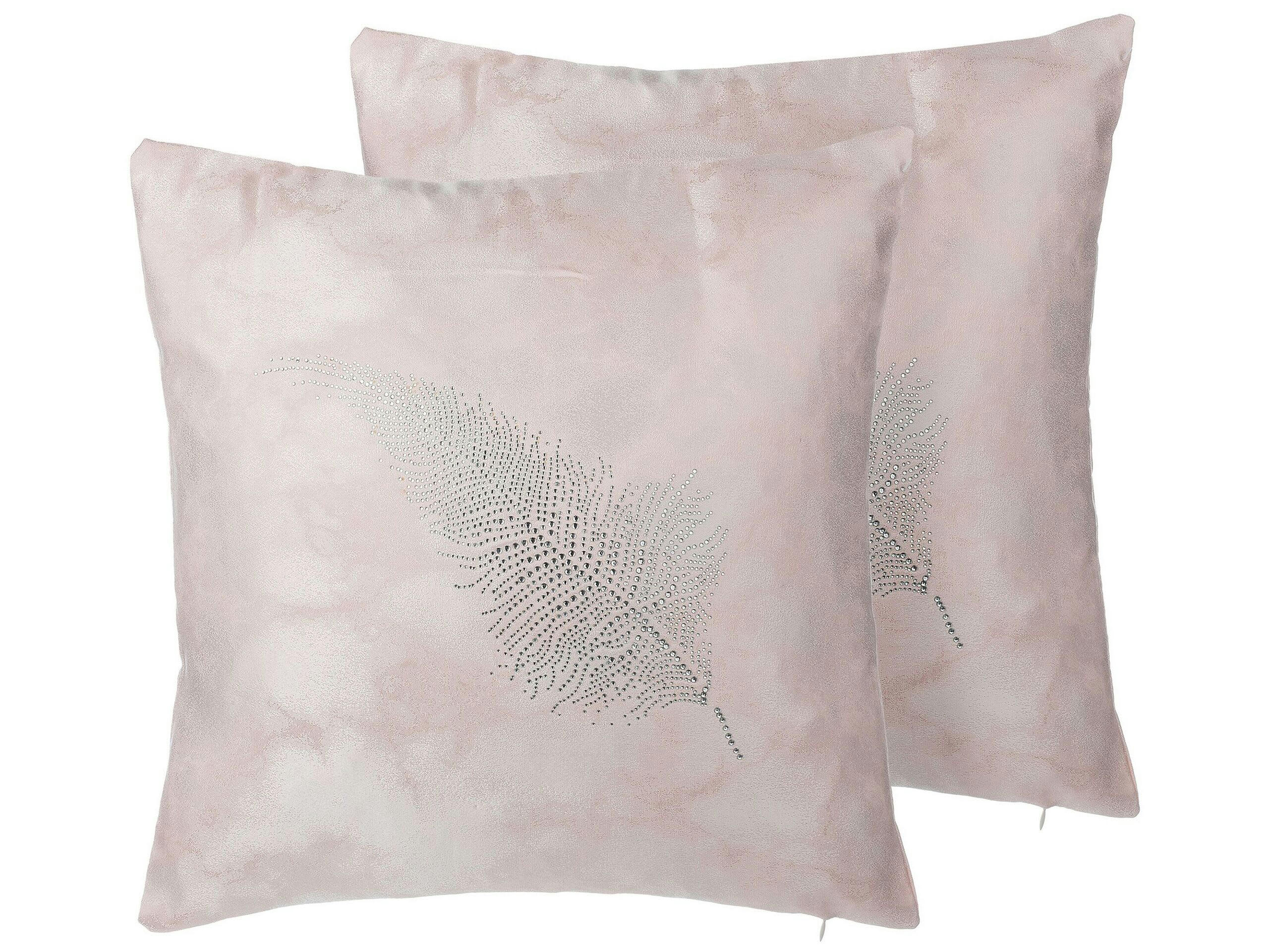 SILENE - Lot de 2 coussin décoratifs en tissu rose 45x12cm