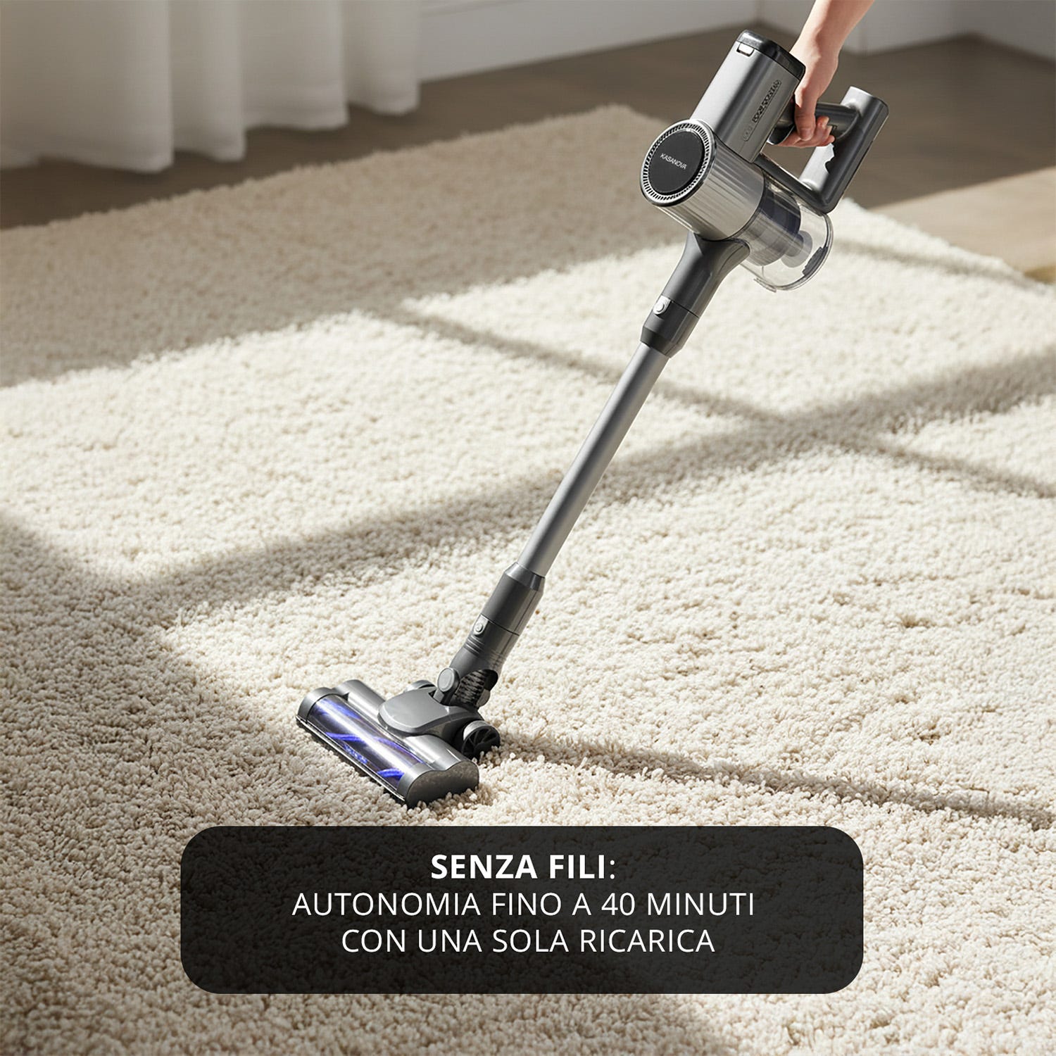 Scopa ciclonica senza fili 250 W argento