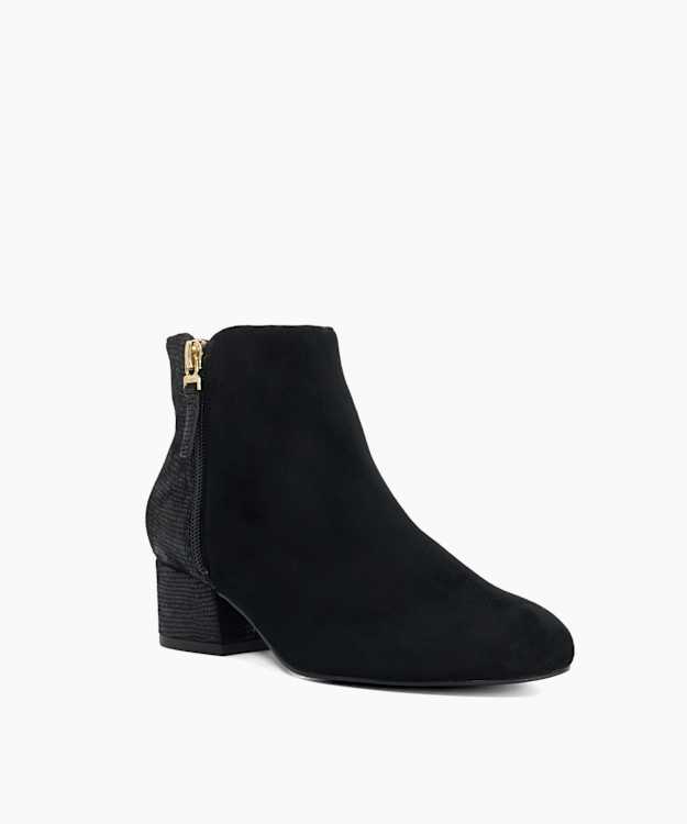 Pipsi Black - Suede Heeled Ankle Boots