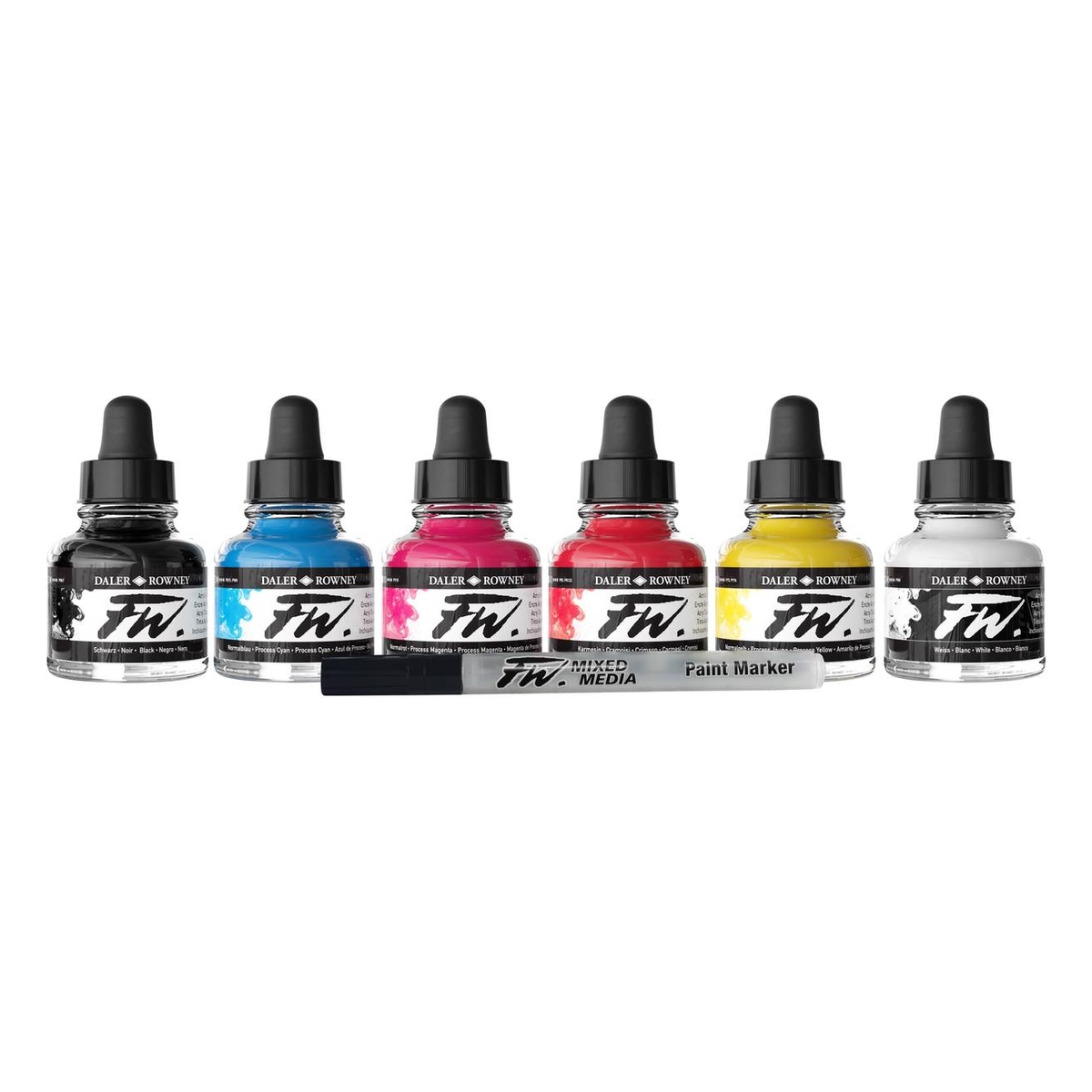Daler-Rowney FW Primary Acrylic Ink 29.5ml 6 Pack