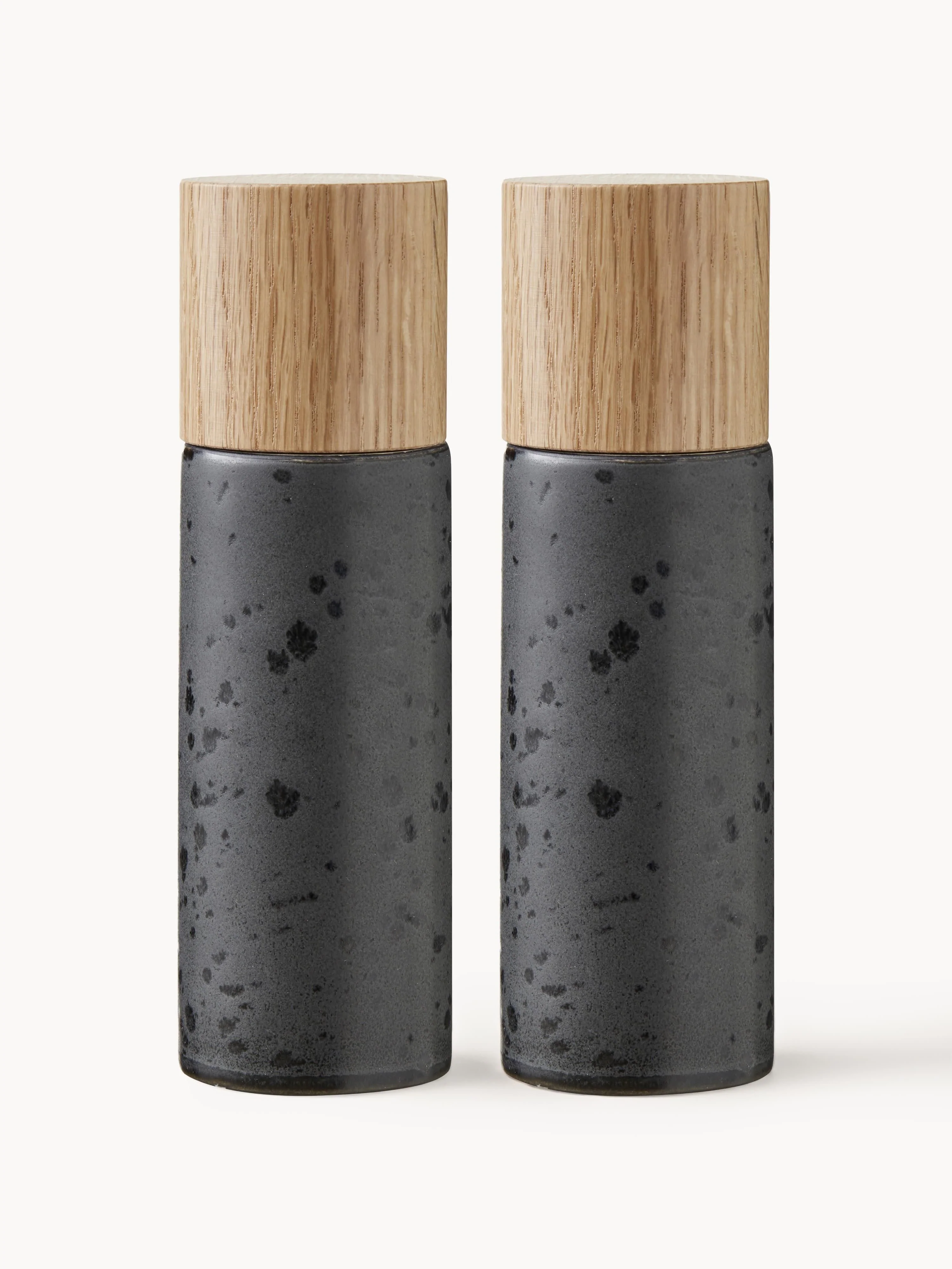Salz- und Pfeffermühle Bizz mit Holzdeckel, 2er-Set