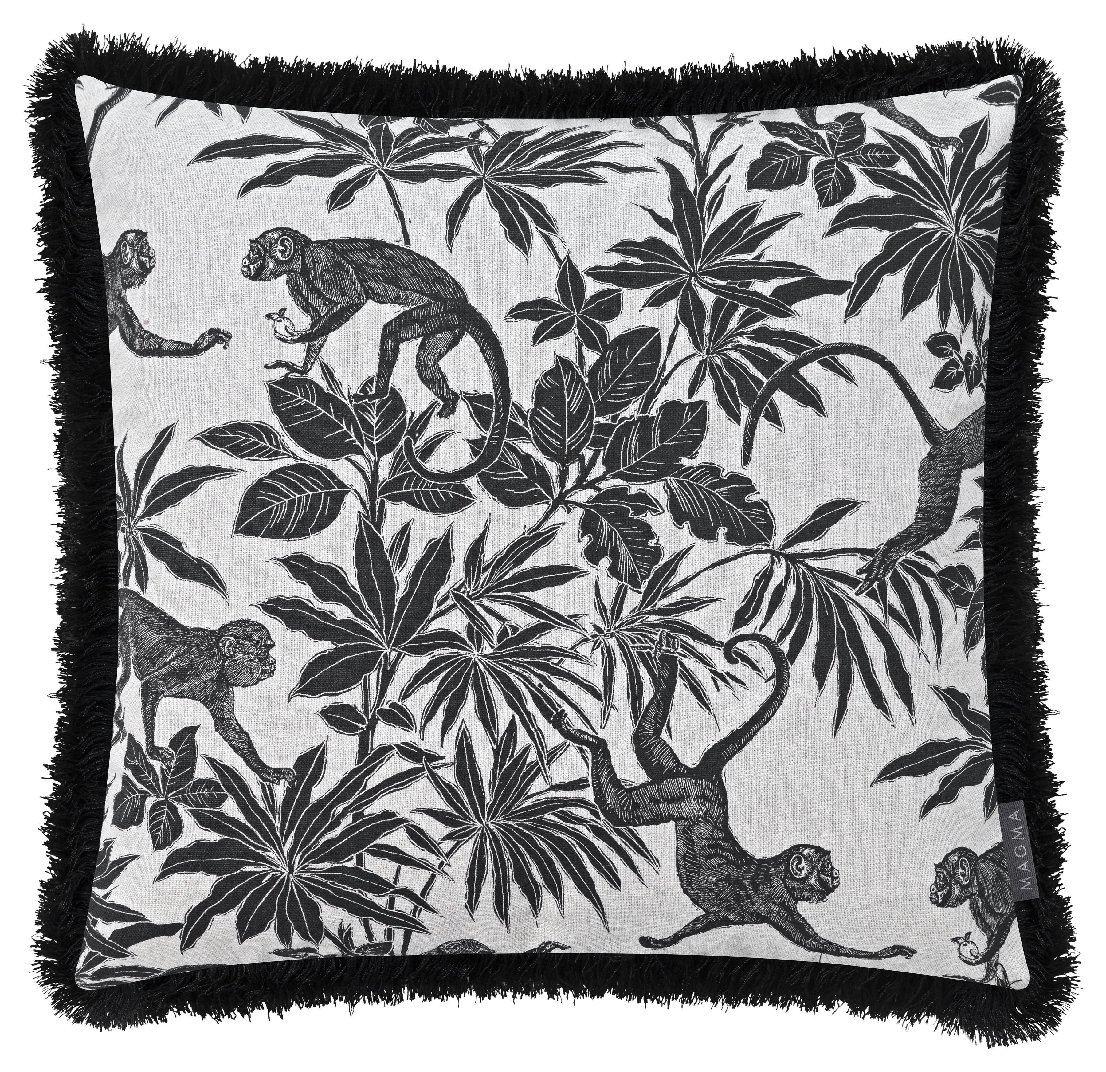 MONKEY - Housse de coussin imprimée jungle noir en coton 50x50