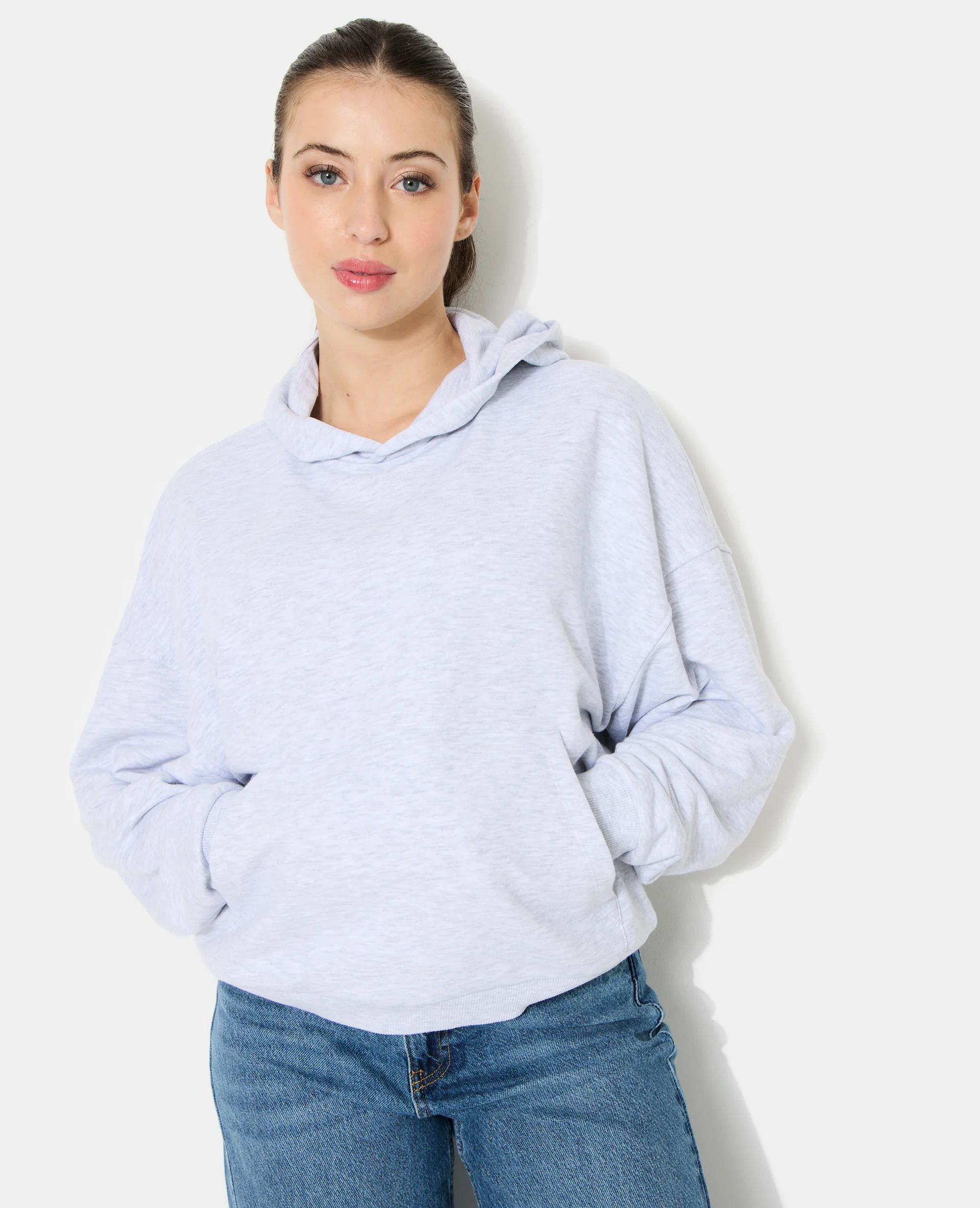 Sweat capuche oversize avec étoiles contrastées