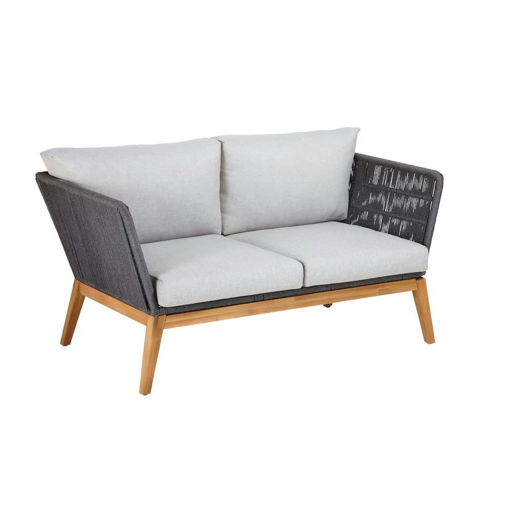 Costa Rica - Canapé de jardin 2 places en corde tressée gris anthracite