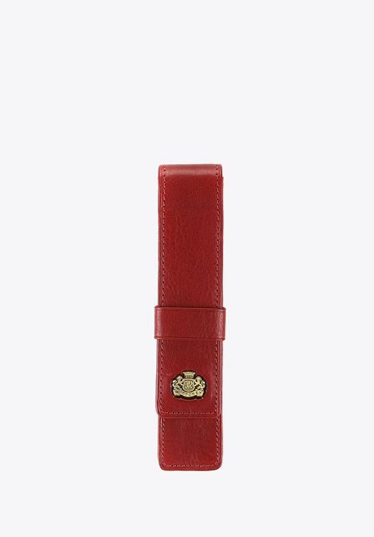 Etui na pióro skórzane z herbem czerwone
