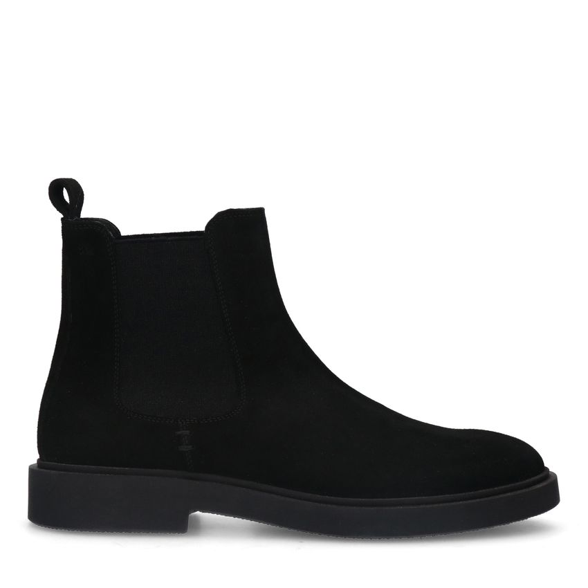 Manfield Zwarte suède chelsea boots