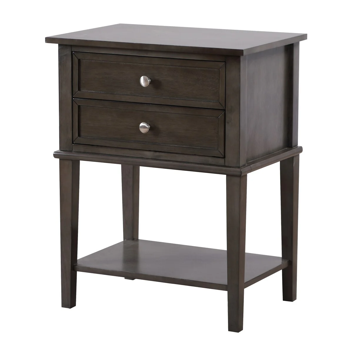 Modern 22-in Metal Hand Holder 2-Drawer Wood Nightstand with Shelf