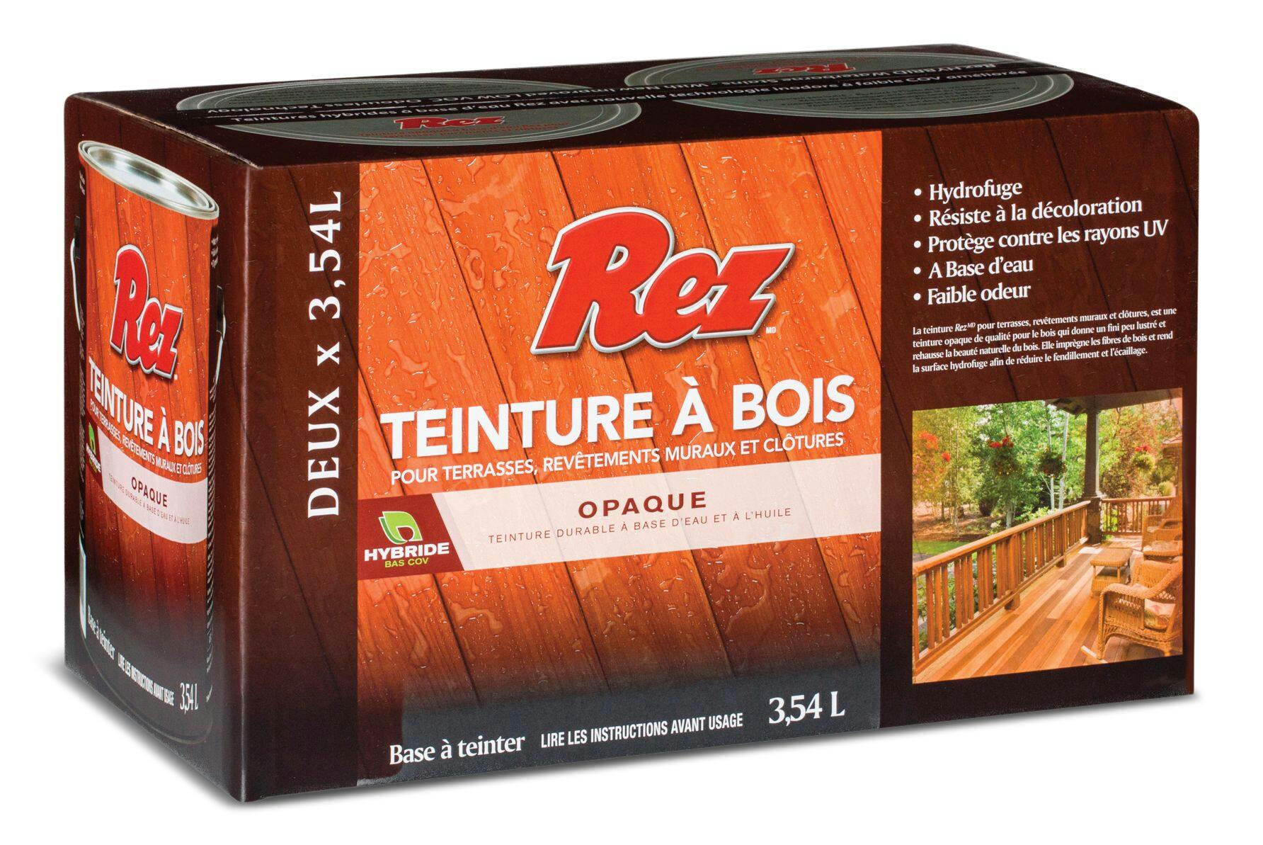 REZ Durable Oil/Water-Based Wood Stain For Decks, Siding & Fences, Tint Base, Solid, 3.45-L/1-Gallon, 2-pk