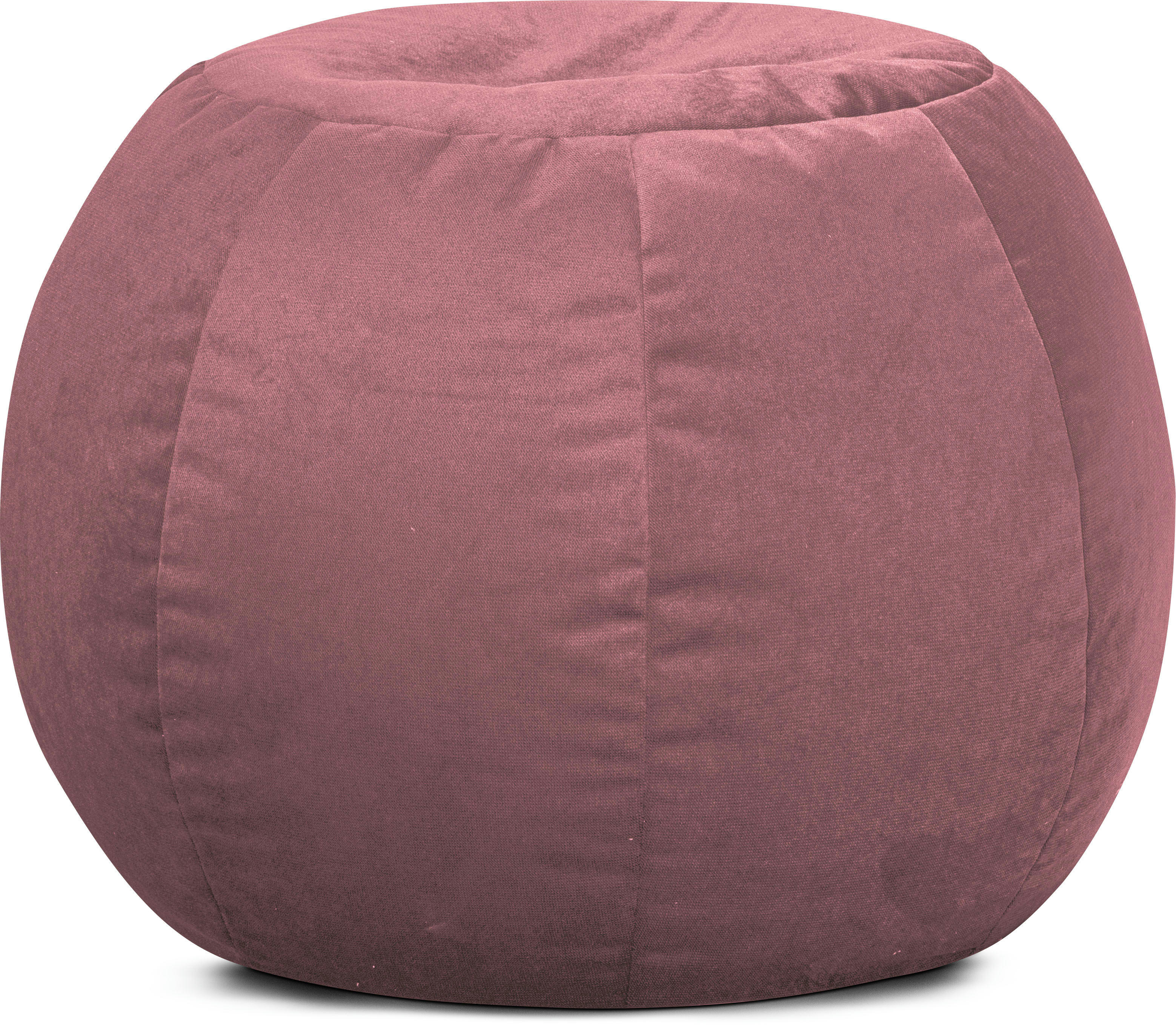 MARLA - Pouf rond confort aspect velours vieux rose 75x50cm