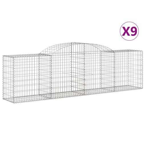 NNEVL Arched Gabion Baskets 9 pcs 300x50x80/100 cm Galvanised Iron