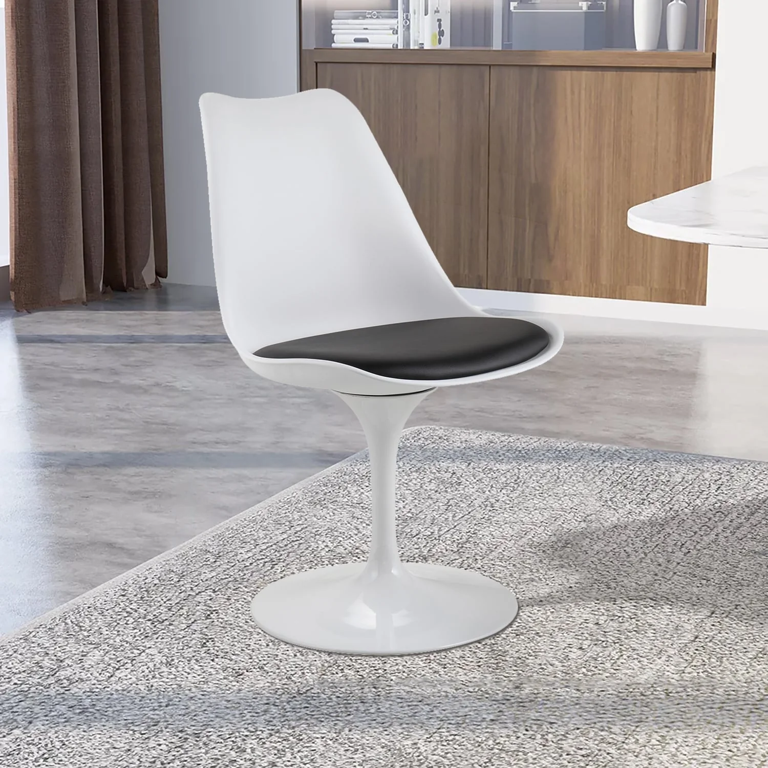 Swivel Tulip Side Chair,Dining Chair with Cushioned Seat and Curved Backrest