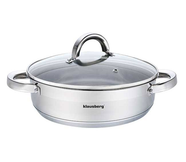 Garnek ze stali nierdzewnej niski 3.6L 24cm indukcja gaz stalowy KLAUSBERG