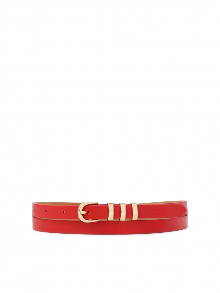 Narrow red belt with metal loops