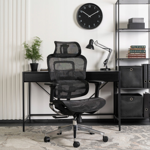 Krzesło Obrotowe Biurowe Fotel Ergonomiczny Biurowy Obrotowy Czarny NINO
