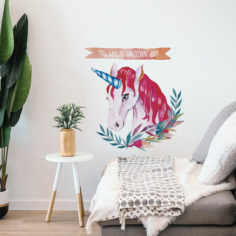 Planche de stickers Licorne magique 48 x 68 cm