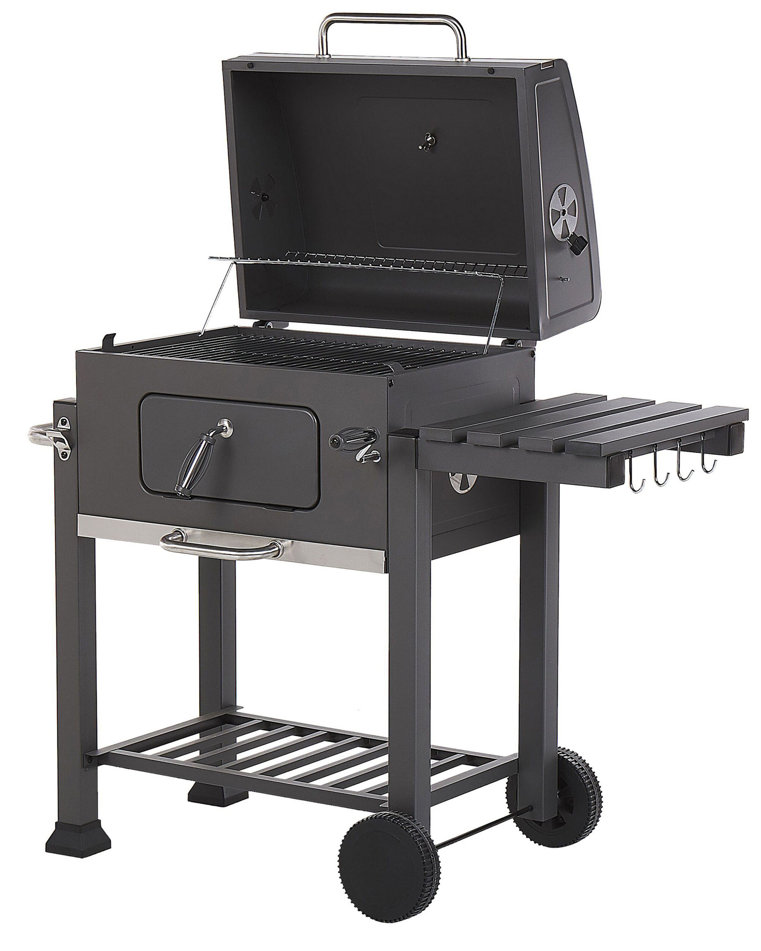 Grill węglowy z pokrywą na kółkach dwa ruszty