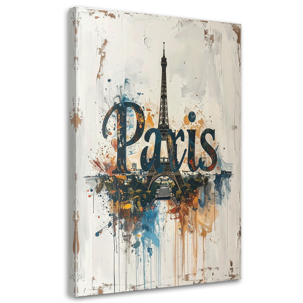 Obraz do salonu biura loftu hotelu, Napis Paryż Shabby Chic Vintage 20x30