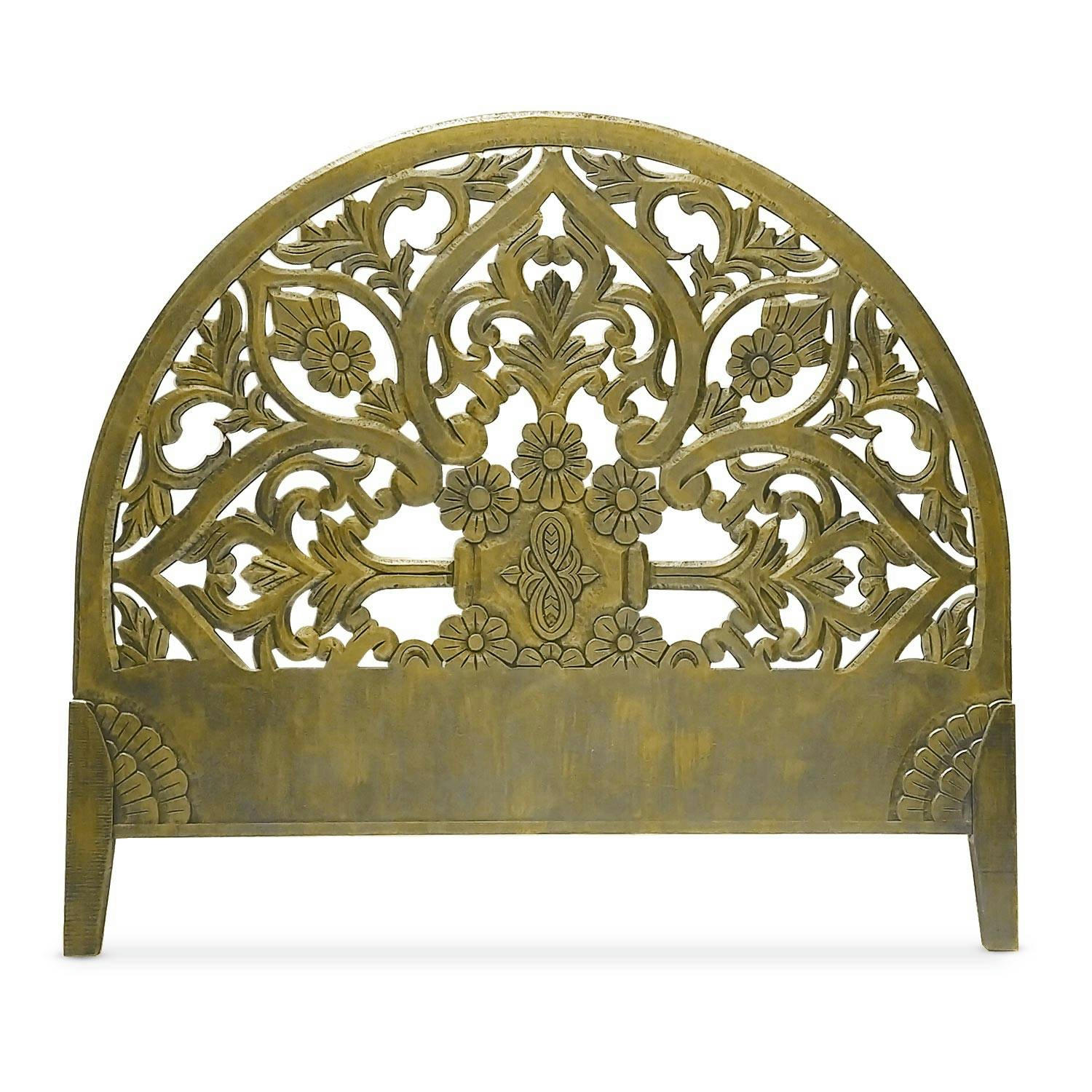 DEMILUNE - Tête de lit sculptée 160cm bois bronze